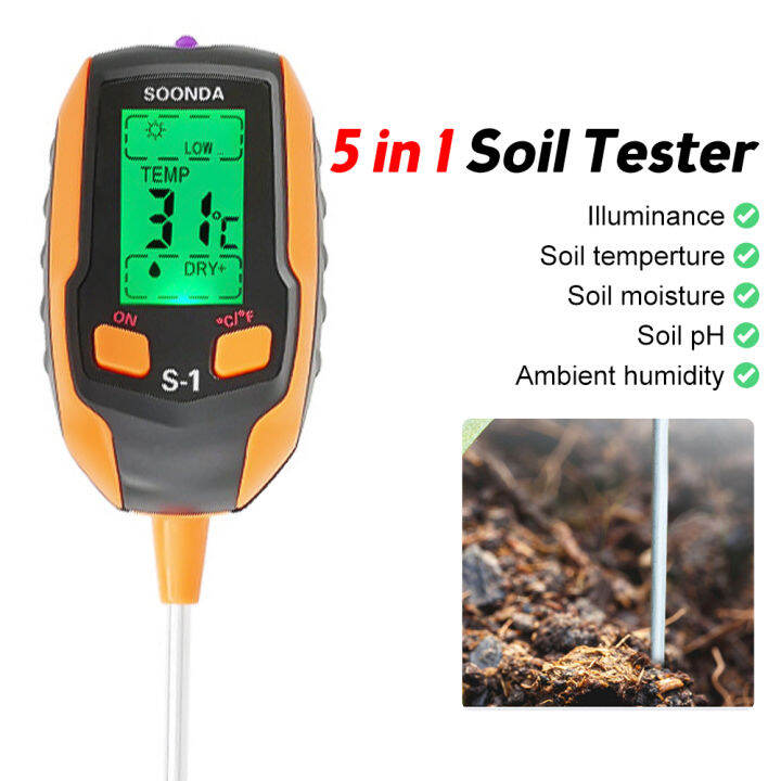 [100 original] 4/5 In 1 PH Soil Tester Moisture Acidity Tester Flower
