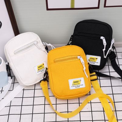 2023 Canvas Womens Crossbody Bag Trend Small Shoulder Handbag Korean Solid Color Student Phone Bag Simple Shopper Zipper Purse