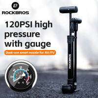 ROCKBROS ปั๊มจักรยาน120 PSI ขี่แบบพกพามินิจักรยานปั๊ม Fvav มือถือแนวตั้งอัตราเงินเฟ้อโหมด I Nflator ขี่จักรยานอำนวยความสะด