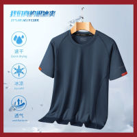 M-9Xl Plus Size Ice Silk Short-Sleeved T-Shirt Mens 2023 Summer New Thin Round Neck Clothes Quick-Drying Mens Clothing