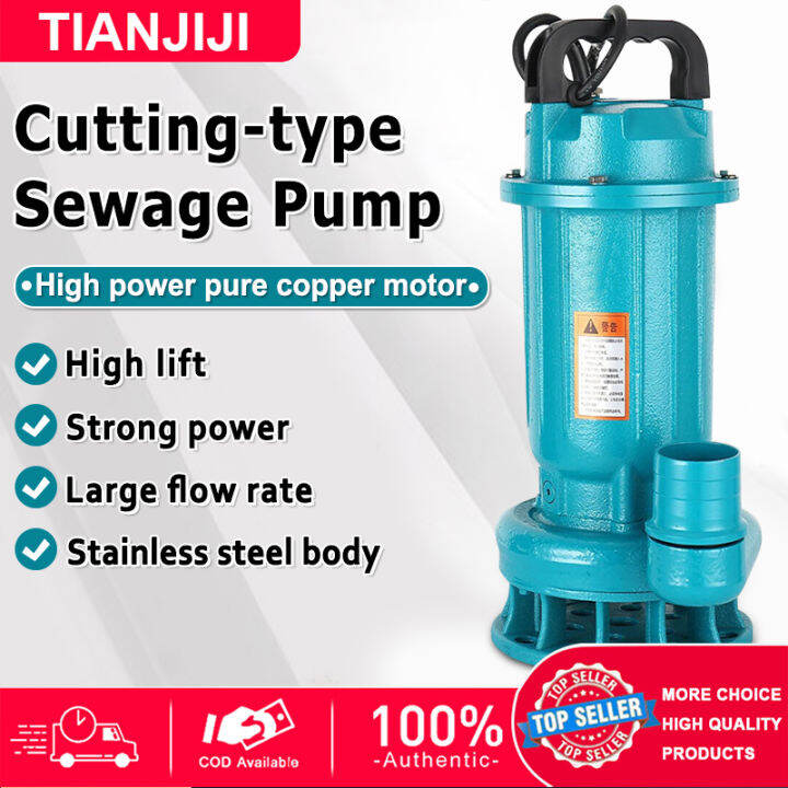 220v Cutting Sewage Pump 1000w 2hp Portable Sewage Heavy Duty Submersible Pump Household 8654