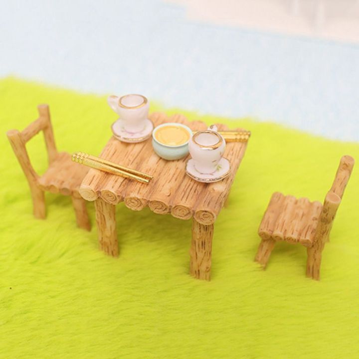 ของเล่นในบ้านนางฟ้าเก้าอี้โต๊ะทานอาหารเรซิ่นสำหรับเด็กชุดโต๊ะบ้านตุ๊กตา1-12อุปกรณ์เสริมเฟอร์นิเจอร์บ้านตุ๊กตาเฟอร์นิเจอร์จิ๋วขนาดเล็ก