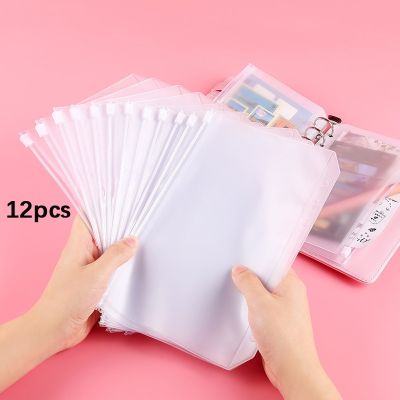 【hot】 12PCS Binder Pockets Folders for 6-Ring Notebook Document Filing A5 A6 A7
