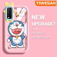 YIWESAN เคสสำหรับ VIVO Y20 Y20i Y20s Y12s Y20 2021 Y11s Y12A Y20T Y20S M Y20S D เคสการ์ตูนโดราเอมอนที่น่ารักสีสันสดใสกล้องมอนสเตอร์ตัวเล็กนิ่มสำหรับเลนส์กันกระแทกแบบใสเคสมือถือสร้างสรรค์เคสป้องกันซิลิโคน