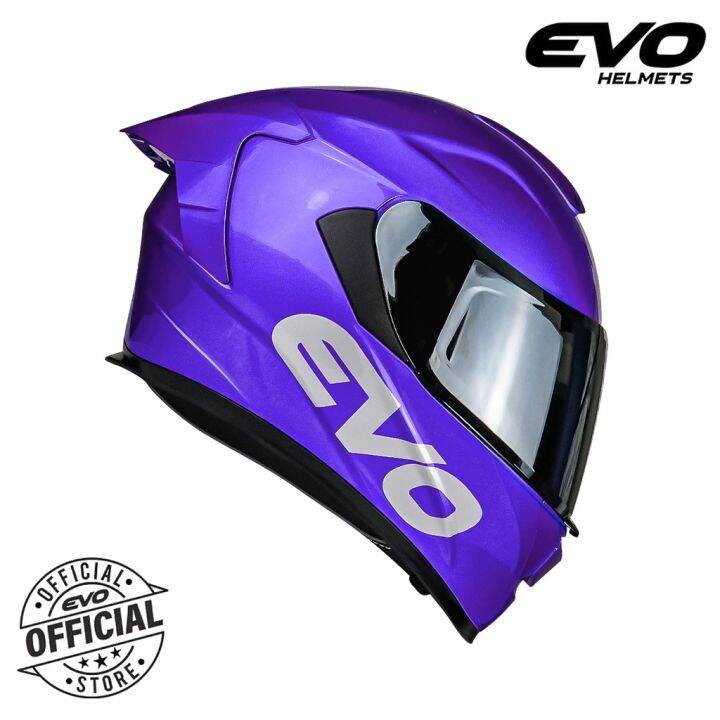 EVO GTPRO Glossy Violet Full Face Dual Visor Helmet with Free Clear