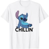 เสื้อยืดโอเวอร์ไซส์เสื้อยืด พิมพ์ลาย Disney Stitch Chillin สําหรับผู้ใหญ่S-4XL  HURK