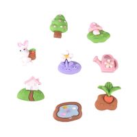 8pcs Form Tree Flower Rabbit House Flatback Resin Cabochon Hair Rope Phone Case Clothes DIY Scrapbook Embellishments Accessories