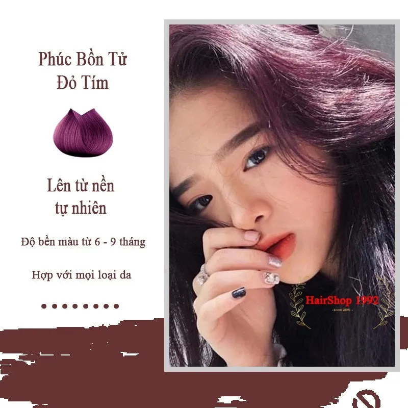 Thuốc nhuộm tóc màu đỏ tím Hàn Quốc chắc chắn sẽ làm bạn hài lòng với màu sắc độc đáo và phù hợp với xu hướng thời trang hiện nay! Dùng sản phẩm của chúng tôi để tạo nên một vẻ ngoài cá tính và sành điệu nhé! Hãy xem hình ảnh khách hàng của chúng tôi để hiểu thêm về sản phẩm!