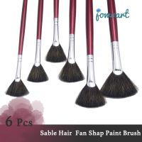 high-grade sable hair 6pcs/set fish tail fan shape Watercolor gouache acrylic paint pen artist oil painting brush art supplies Artist Brushes Tools