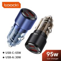 Toocki อะแดปเตอร์ที่ชาร์จในรถยนต์ อะลูมิเนียมอัลลอย 95W USB C QC4.0 PD3.0 SCP 5A PD พอร์ตคู่ Type C