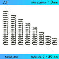 5 ชิ้น 1.0 มม. สปริงอัดแรงดันสปริงลวดเส้นผ่านศูนย์กลาง 1.0 มม. เส้นผ่านศูนย์กลางภายนอก 5 6 7 8 9 10 11 12 13 14 15 - 20 มม. ความยาว 10 - 100 มม.-SOPO STORE