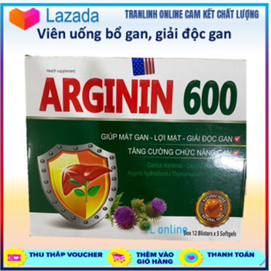 Viên uống bổ gan arginin 600 - giúp tăng cường chức năng gan, bảo vệ gan - ảnh sản phẩm 1
