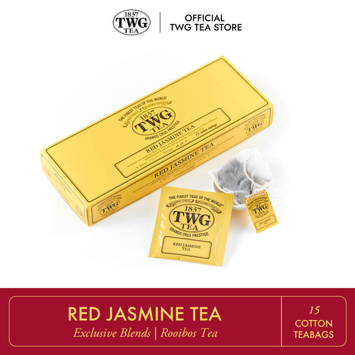 TWG Tea Red Jasmine Tea, Rooibos Tea Blend in 15 Hand Sewn Cotton Tea