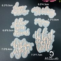 Alinacutle Metal Cutting Die Cut Shadow Words Birthday Wishes Scrapbooking Paper Craft Handmade Album Card Punch Art Cut Dies Food Storage  Dispensers