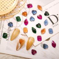 50pcs Nail heart crystal sugar diamond transparent leaves colorful light of heaven rectangular resin flat bottom mesh jewelry