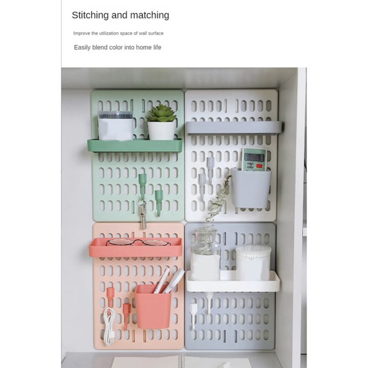 hole-board-wall-shelf-hooks-self-adhesive-storage-rack-desk-room-various-earphone-remote-control-storage-accessories