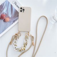 {OLI STUDIO} Luxury Marble Agate Chain Crossbody LanyardCase13 Pro1211XR X 7 8Plus SESilicone Cover