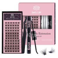 DIY Eyelash Extension Kit at Home  72pcs Individual Lashes Kit Natural Lash Clusters D Curl Wispy Lash Kit with Lash Glue Makeup Cables Converters