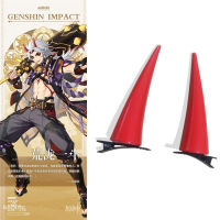 Genshin Impact Arataki Itto Cosplay Headwear Hair Clip Hairpin Anime Hair Pin Red Horn Ear Clip Earrings Costume Prop