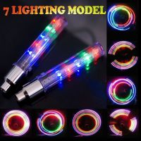 【Ready Stock】▣ D44 2Pcs 5 LED Bicycle Nozzle Light 7 Lighting Model Neon Bike Tire Valve Light Outdoor Bicycle Wheel Light Bike Accessories