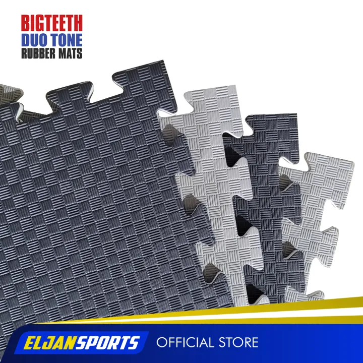 Interlocking DuoTone Big Teeth (Black/Gray) Rubber Mat for fitness gyms