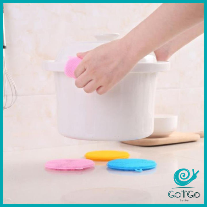 gotgo-ซิลิโคนล้างจาน-ฟองน้ำล้างจาน-ฟองน้ำซิลิโคน-ทำความสะอาดอเนกประสงค์-แผ่นล้างจาน-ที่ขัดหม้อ-silocone-kitchen-sponge