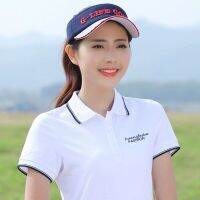 Lapel womens short-sleeved T-shirt cotton work clothes custom LOGO half-sleeved white polo large size loose collared top