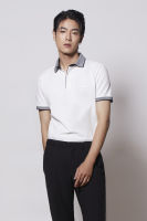 LTD เสื้อโปโลคอปกคอนทราสสลิม ผู้ชาย สีขาว | Slim Collared Polo Shirt | 03469