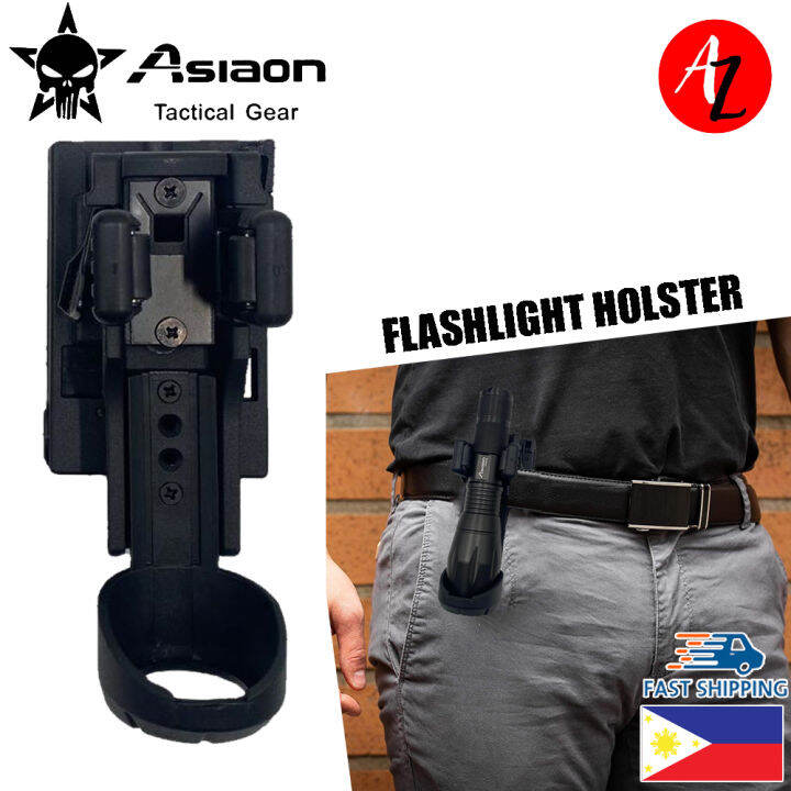 ASIAON Tactical Flashlight Holder Adjustable Belt Clip Holster Polymer