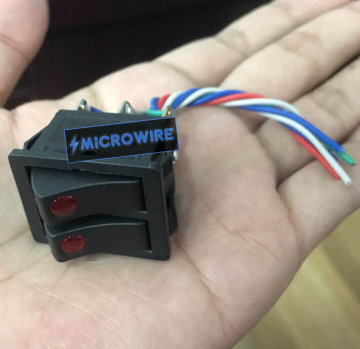 **CLEARANCE** Dual Rocker Switch 6 Pins With Wire (BLACK) Lazada PH