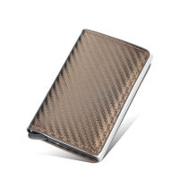 Carbon Fiber Rfid Credit Card Holder Men Women Leather Bank ID Cardholder Case Pouch Metal Magsafe Hardware Minimalist Wallets