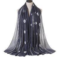 【YF】 2023 Plain Embroidery Viscose Shawl Scarf Soft Women Muslim Hijab Floral Cotton Scarves and Wraps Long Hijabs 180x95cm