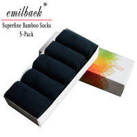 2021Emilback 5 PRSLot Mens Business Dress Black Work Long Bamboo Socks High Quality Very Soft Antibacterial Big Size Breathable