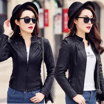 Floral embroidered black pu leather jacket women zipper rivet moto faux  leather jacket biker jacket woman plus size fall 2022