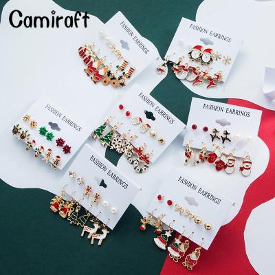 Camiraft 6คู่/เซ็ตคริสต์มาสต่างหูผู้หญิงคริสต์มาสโบว์ระฆังต้นคริสต์มาสถุงเท้าถุงมือรูปร่างจี้ชุด2022คริสต์มาสเครื่องประดับแฟชั่นต่างหูห่วงมุกสำหรับผู้หญิงขอบคุณพระเจ้าคริสต์มาสวันหยุด Jewellry