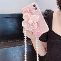 ลูกไม้สีชมพูมุกดอกไม้สายรัดข้อมือเคสโทรศัพท์สำหรับ iphone12 มุกสายสะพายในแนวทแยงสำหรับ iphone13promax ดอกไม้สีชมพูเคสโทรศัพท์สำหรับ iphoneiphone13 ซิลิโคนเคสโทรศัพท์