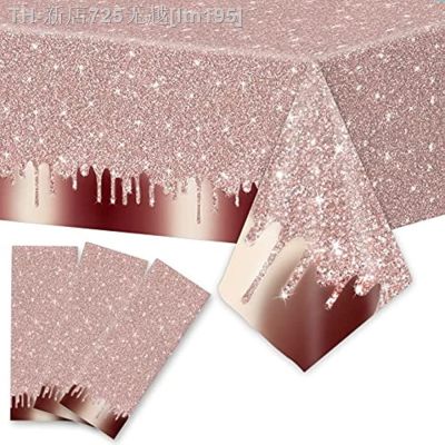 【CW】♣  3pcs Pink Gold Supplies Disposable Tablecloth Children Birthday Table Cover Wedding Decorations