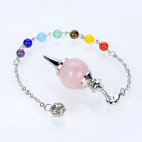 【YF】☂◊◎  New Stone Carnelian Chain Dowsing Pendant Healing Chakra Pendulum With Beads