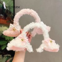 [HOT] Furry Cat Ears Headwear Bows Adorn With Bells Sweet Lamb Ears Headband With Bowknot Cosplay Headpiece Party Supplies