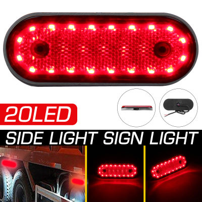 ไฟด้านข้างวงรี LED 24V 20 4x สีแดงโคมไฟสัญญาณไฟแสดงสถานะรถบรรทุกรถบรรทุก