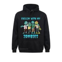 Halloween Chillin With My Zombies Graphic Hoodie Gothic Clothes Funny Hoodie Men Hoodies Men Sweatshirts Casual Clothes Funky Size XS-4XL