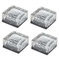 Solar Outdoor Lawn Garden Lights Glass Ice Brick Crystal LED for Pathway Landscape Backyard,4 Pcs