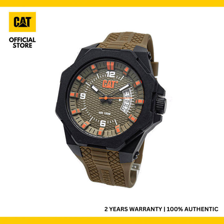 Caterpillar LM LM12123334 Brown Silicone Rubber Band Men Watch Lazada