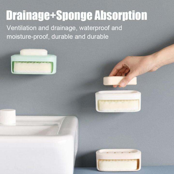 Sponge Wipe And Drain Box With No Marks Or Holes Double Storage Soap
