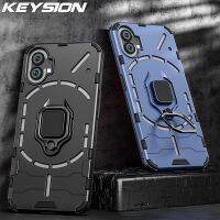 KEYSION Shockproof Armor Case for Nothing Phone 1 Silicone PC Ring Stand Phone Back Cover for Nothing Phone 1