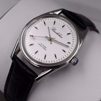 ⌚Shanghai นาฬิกาผู้ชายวินเทจ,นาฬิกาข้อมือกลไก8120เคลื่อนไหวโดมย้อนยุค36มม. นาฬิกาอะคริลิคแสดงความเคารพ1963โบราณ