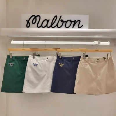 MALBON กระโปรงทรงเอของผู้หญิงกางเกงเล่นกอล์ฟ MALBON แบบดั้งเดิมเกาหลีตรงกับคำกระโปรงกระเป๋าใส่ลูกบอล
