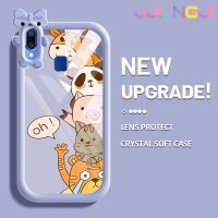 Jjlingji เคสสำหรับ VIVO Y95 Y91 Y91i การ์ตูน Happy Animal Patten สีสันสดใสน่ารัก Little Monster เลนส์กล้องถ่ายรูปแบบนิ่มกันกระแทกแบบใสเคสมือถือความคิดสร้างสรรค์โปร่งใสเรียบง่ายฝาครอบป้องกันซิลิโคน