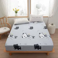 1pc 100 polyester printing fitted sheet Mattress set with four corners and elastic band bed sheet pillowcases need order