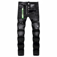 【CW】Jeans for Men Strech Skinny Ripped Slim Fit Black Denim Pants Hip Hop Classic Hole Streetwear Paint Splash Hombre Baggy Trousers